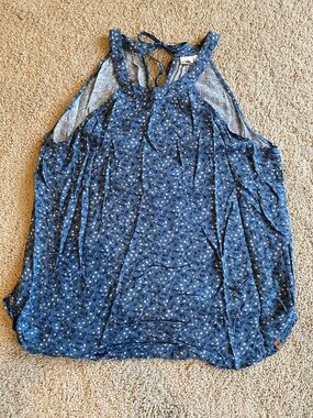 tentree Navy Blue Floral Halter Tank